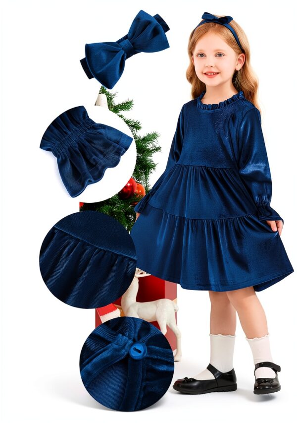 AlisOker Baby Girls Velvet Dress Long Sleeve Ruffled-3