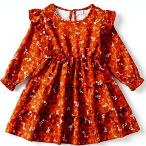 Toddler Girls Floral Dress Long Sleeve Boho Fall Winter-0