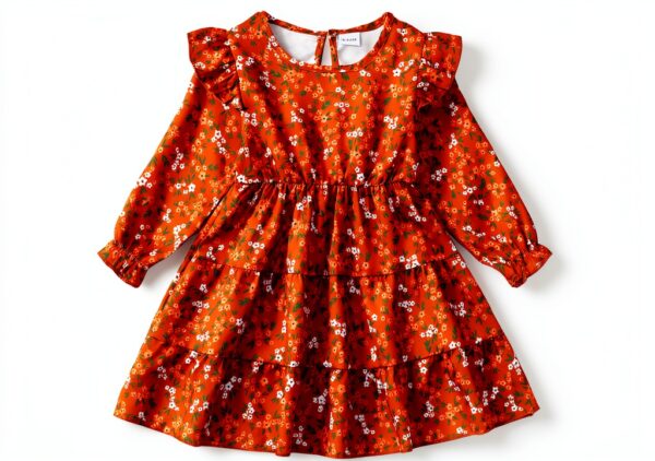 Toddler Girls Floral Dress Long Sleeve Boho Fall Winter-0
