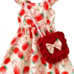 Baby Girl Summer Dress Soft Fabric Ruffle Sleeves Strawberry-0