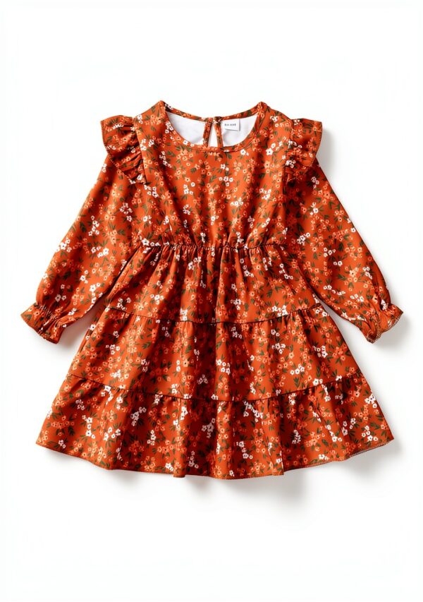 Toddler Girls Floral Dress Long Sleeve Boho Fall Winter-2