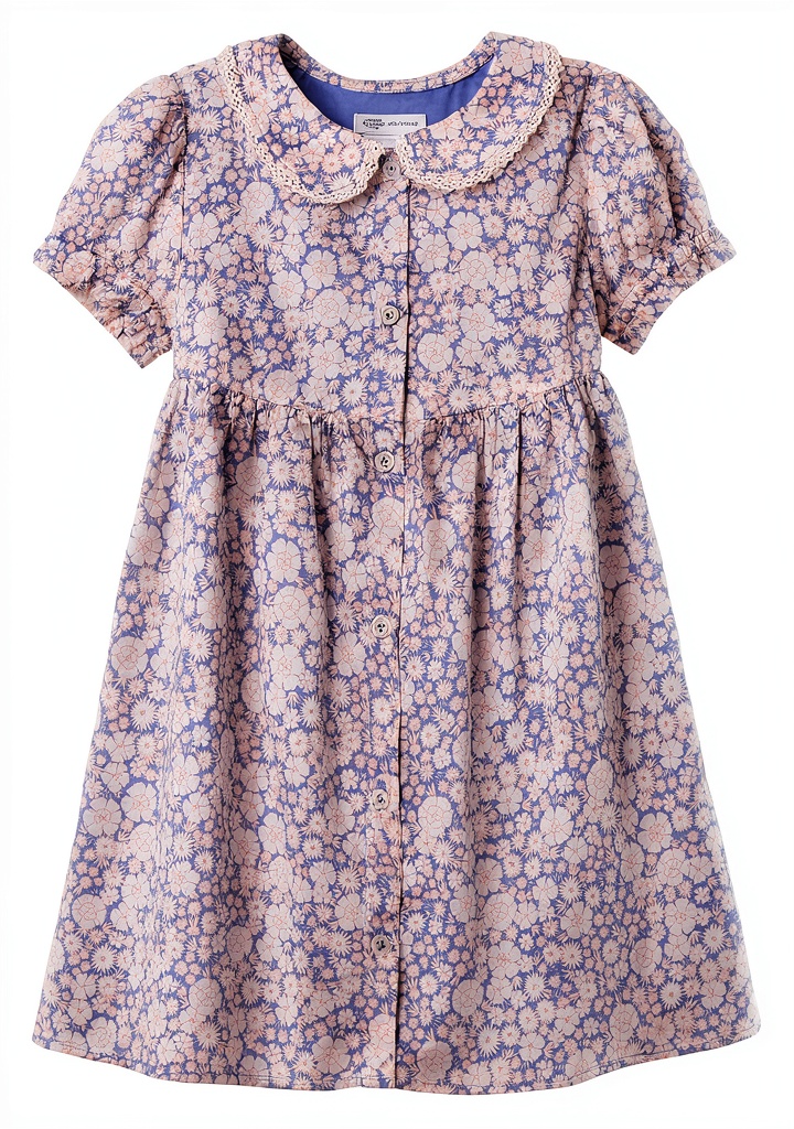 Amazon Essentials baby girls dress in Blue Ivory Delicate Floral color