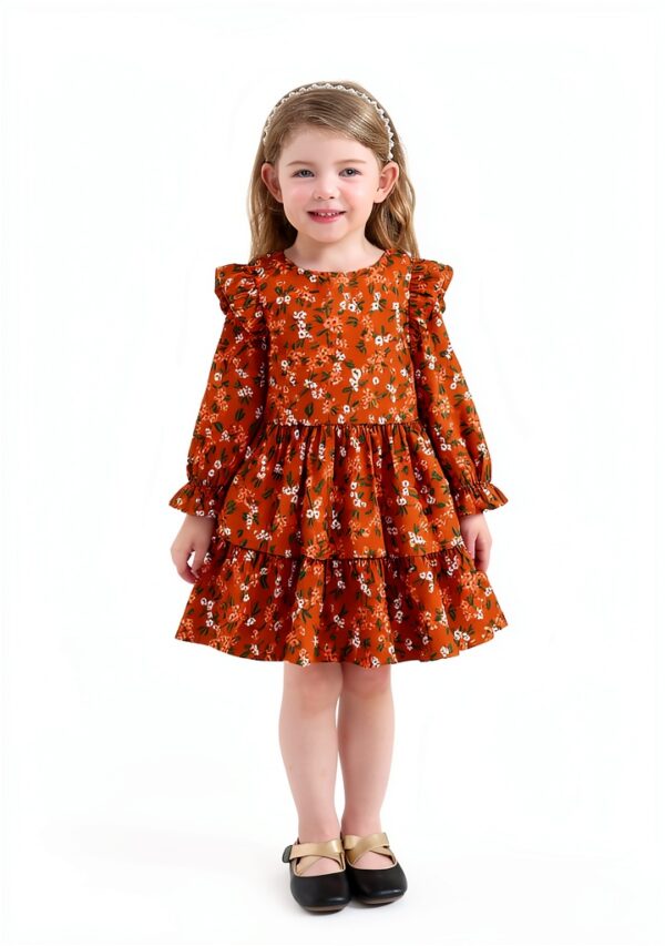Toddler Girls Floral Dress Long Sleeve Boho Fall Winter-1
