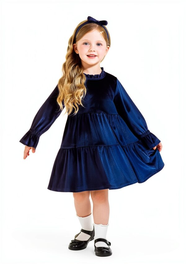 AlisOker Baby Girls Velvet Dress Long Sleeve Ruffled-6