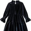 AlisOker Baby Girls Velvet Dress Long Sleeve Ruffled-0