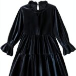 AlisOker Baby Girls Velvet Dress Long Sleeve Ruffled-0