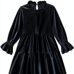 AlisOker Baby Girls Velvet Dress Long Sleeve Ruffled-0